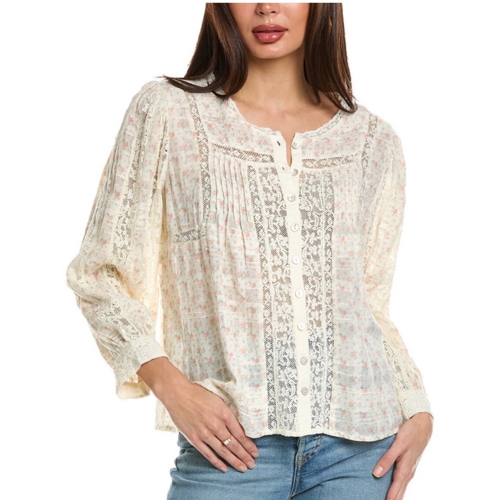 LoveShackFancy Cream Sedna blouse